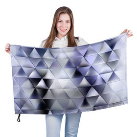 Флаг 3D с принтом Metallic triangles в Курске, 100% полиэстер | плотность ткани — 95 г/м2, размер — 67 х 109 см. Принт наносится с одной стороны | текстура | треугольник