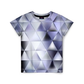 Детская футболка 3D с принтом Metallic triangles в Курске, 100% гипоаллергенный полиэфир | прямой крой, круглый вырез горловины, длина до линии бедер, чуть спущенное плечо, ткань немного тянется | Тематика изображения на принте: текстура | треугольник