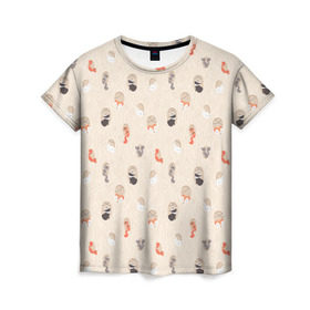 Женская футболка 3D с принтом Дупло в Курске, 100% полиэфир ( синтетическое хлопкоподобное полотно) | прямой крой, круглый вырез горловины, длина до линии бедер | бобер | бобр | волк | делка | делочка | енот | зайка | заяц | лиса | скунс