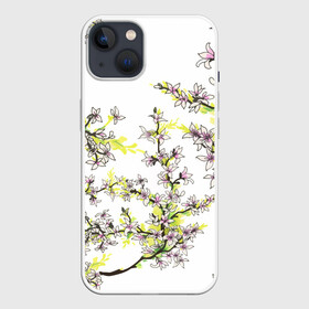 Чехол для iPhone 13 с принтом Сакура в Курске,  |  | арт | краска | прикольные | сакура | тропики | цветные | цветок | цветы | япония