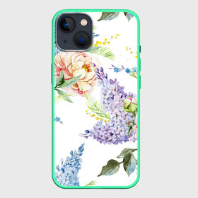 Чехол для iPhone 13 с принтом Сирень и Пионы в Курске,  |  | арт | краска | пион | пионы | прикольные | сирень | тропики | цветные | цветок | цветы