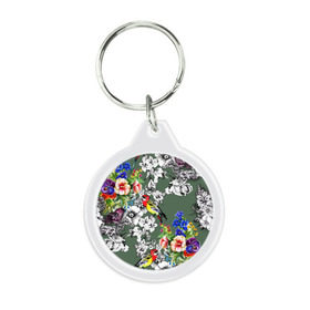 Брелок круглый с принтом Райский остров в Курске, пластик и полированная сталь | круглая форма, металлическое крепление в виде кольца | арт | краска | попугаи | попугай | прикольные | рай | тропики | цветные | цветок | цветы