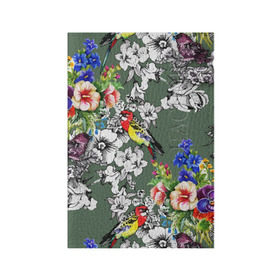 Обложка для паспорта матовая кожа с принтом Райский остров в Курске, натуральная матовая кожа | размер 19,3 х 13,7 см; прозрачные пластиковые крепления | арт | краска | попугаи | попугай | прикольные | рай | тропики | цветные | цветок | цветы