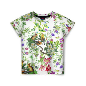 Детская футболка 3D с принтом Райский остров в Курске, 100% гипоаллергенный полиэфир | прямой крой, круглый вырез горловины, длина до линии бедер, чуть спущенное плечо, ткань немного тянется | арт | краска | попугаи | попугай | прикольные | рай | тропики | цветные | цветок | цветы