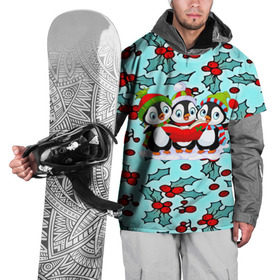 Накидка на куртку 3D с принтом Пингвинчики в Курске, 100% полиэстер |  | new year | santa | дед мороз | елка | елочки | новогодний | новый год | рождество | сантаклаус | снег | снежинки