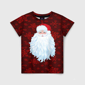 Детская футболка 3D с принтом Санта Клаус в Курске, 100% гипоаллергенный полиэфир | прямой крой, круглый вырез горловины, длина до линии бедер, чуть спущенное плечо, ткань немного тянется | Тематика изображения на принте: christmas | new year | santa | дед мороз | елка | елочки | новогодний | новый год | рождество | сантаклаус | снег | снежинки