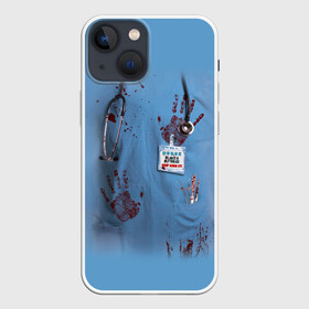 Чехол для iPhone 13 mini с принтом Костюм врача кровь в Курске,  |  | Тематика изображения на принте: больница | врач | доктор | клиника | кровь