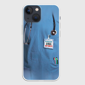 Чехол для iPhone 13 mini с принтом Костюм врача в Курске,  |  | Тематика изображения на принте: больница | врач | градусник | доктор | интерн | клиника | медбрат | медсестра | поликлиника | стетоскоп | фонендоскоп