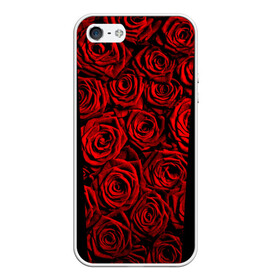 Чехол для iPhone 5/5S матовый с принтом RED ROSES КРАСНЫЕ РОЗЫ в Курске, Силикон | Область печати: задняя сторона чехла, без боковых панелей | букет | красный | лепестки | модные | полосы | природа | растения | розочки | розы | сад | тренды | цвет | цветы | черный