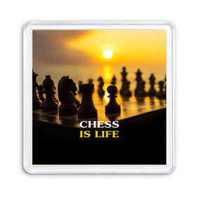 Магнит 55*55 с принтом Шахматы - это жизнь в Курске, Пластик | Размер: 65*65 мм; Размер печати: 55*55 мм | Тематика изображения на принте: chess | game | sport | гроссмейстер | закат | игра | интеллект | солнце | спорт | фигура | шахматист | шахматы