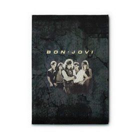 Обложка для автодокументов с принтом Группа Bon Jovi в Курске, натуральная кожа |  размер 19,9*13 см; внутри 4 больших “конверта” для документов и один маленький отдел — туда идеально встанут права | bon jovi | бон | бон джови | глэм | группа | джови | джон | рок | хард