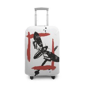 Чехол для чемодана 3D с принтом Бабочка Треш полька в Курске, 86% полиэфир, 14% спандекс | двустороннее нанесение принта, прорези для ручек и колес | 