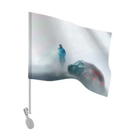 Флаг для автомобиля с принтом Бегущий по лезвию в Курске, 100% полиэстер | Размер: 30*21 см | 2049 | blade runner | cyberpunk | андроид | бегущий по лезвию | кей | киберпанк | репликант | рик декарт