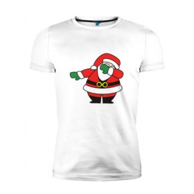 Мужская футболка премиум с принтом Дед Мороз DAB в Курске, 92% хлопок, 8% лайкра | приталенный силуэт, круглый вырез ворота, длина до линии бедра, короткий рукав | 