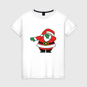 Женская футболка хлопок с принтом Дед Мороз DAB в Курске, 100% хлопок | прямой крой, круглый вырез горловины, длина до линии бедер, слегка спущенное плечо | 