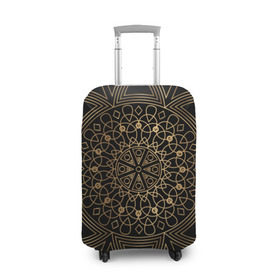 Чехол для чемодана 3D с принтом Золотая мандала в Курске, 86% полиэфир, 14% спандекс | двустороннее нанесение принта, прорези для ручек и колес | орнамент | узоры | фрактал