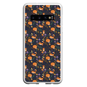 Чехол для Samsung Galaxy S10 с принтом Лисоньки в Курске, Силикон | Область печати: задняя сторона чехла, без боковых панелей | Тематика изображения на принте: cute | forest | fox | грибы | лес | лиса | лисица | лисичка | листья | сказочный