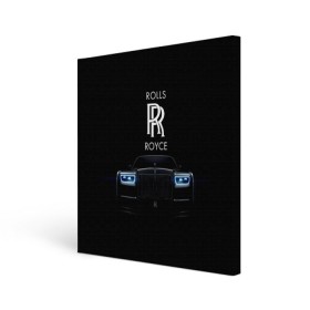 Холст квадратный с принтом Rolls Royce phantom в Курске, 100% ПВХ |  | luxury | phantom | rich | rolls royce | rr | авто | автомобили | бренд | известные | логотип | машина | надписи | огни | ролс ройс | роскошь | тень | фары | черный