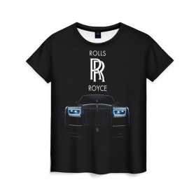 Женская футболка 3D с принтом Rolls Royce phantom в Курске, 100% полиэфир ( синтетическое хлопкоподобное полотно) | прямой крой, круглый вырез горловины, длина до линии бедер | luxury | phantom | rich | rolls royce | rr | авто | автомобили | бренд | известные | логотип | машина | надписи | огни | ролс ройс | роскошь | тень | фары | черный