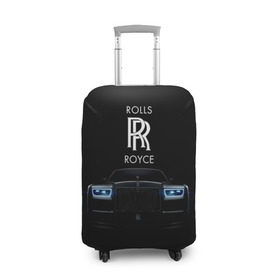 Чехол для чемодана 3D с принтом Rolls Royce phantom в Курске, 86% полиэфир, 14% спандекс | двустороннее нанесение принта, прорези для ручек и колес | luxury | phantom | rich | rolls royce | rr | авто | автомобили | бренд | известные | логотип | машина | надписи | огни | ролс ройс | роскошь | тень | фары | черный