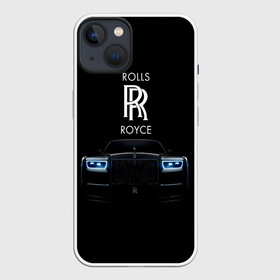 Чехол для iPhone 13 с принтом Rolls Royce phantom в Курске,  |  | Тематика изображения на принте: luxury | phantom | rich | rolls royce | rr | авто | автомобили | бренд | известные | логотип | машина | надписи | огни | ролс ройс | роскошь | тень | фары | черный