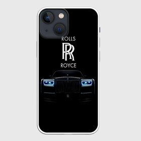 Чехол для iPhone 13 mini с принтом Rolls Royce phantom в Курске,  |  | luxury | phantom | rich | rolls royce | rr | авто | автомобили | бренд | известные | логотип | машина | надписи | огни | ролс ройс | роскошь | тень | фары | черный