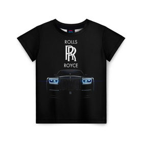 Детская футболка 3D с принтом Rolls Royce phantom в Курске, 100% гипоаллергенный полиэфир | прямой крой, круглый вырез горловины, длина до линии бедер, чуть спущенное плечо, ткань немного тянется | luxury | phantom | rich | rolls royce | rr | авто | автомобили | бренд | известные | логотип | машина | надписи | огни | ролс ройс | роскошь | тень | фары | черный