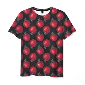 Мужская футболка 3D с принтом Яблочки в Курске, 100% полиэфир | прямой крой, круглый вырез горловины, длина до линии бедер | 