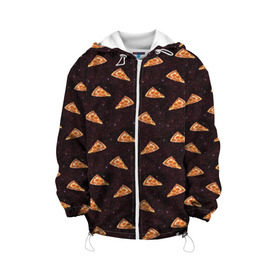 Детская куртка 3D с принтом Galaxy pizza в Курске, 100% полиэстер | застежка — молния, подол и капюшон оформлены резинкой с фиксаторами, по бокам — два кармана без застежек, один потайной карман на груди, плотность верхнего слоя — 90 г/м2; плотность флисового подклада — 260 г/м2 | Тематика изображения на принте: cheese | cosmic | food | galaxy | italy | night | pepperoni | pizza | space | spain | stars | галактика | еда | звезды | испания | италия | космический | космос | ночь | пипперони | пицца | сыр