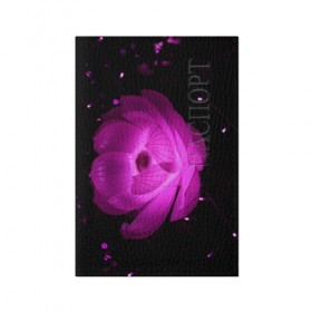 Обложка для паспорта матовая кожа с принтом Цветок в Курске, натуральная матовая кожа | размер 19,3 х 13,7 см; прозрачные пластиковые крепления | лепестки | модные | природа | растения | розовый | тренды | фон | цвет | цветок | цветы | черный