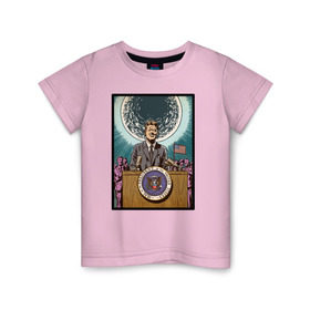 Детская футболка хлопок с принтом Джон Кеннеди в Курске, 100% хлопок | круглый вырез горловины, полуприлегающий силуэт, длина до линии бедер | apollo | nasa | usa | аполлон | высадка на луну | космическая гонка | луна | лунная программа | наса | президент америки | сша