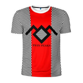 Мужская футболка 3D спортивная с принтом Twin Peaks в Курске, 100% полиэстер с улучшенными характеристиками | приталенный силуэт, круглая горловина, широкие плечи, сужается к линии бедра | twin peaks | абстракция | арт | зигзаговые | лого | надпись | полосы | сериал | твин пикс | фильмы