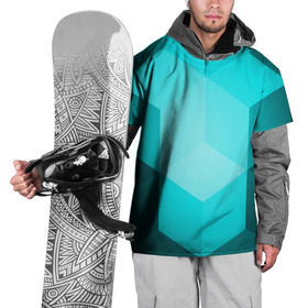 Накидка на куртку 3D с принтом Neon Cube в Курске, 100% полиэстер |  | Тематика изображения на принте: бирюзовый | геометрия | кубы | яркий
