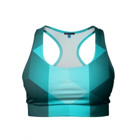 Женский спортивный топ 3D с принтом Neon Cube в Курске, 82% полиэстер, 18% спандекс Ткань безопасна для здоровья, позволяет коже дышать, не мнется и не растягивается |  | бирюзовый | геометрия | кубы | яркий