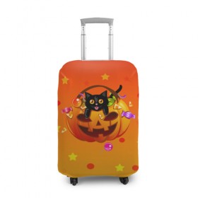 Чехол для чемодана 3D с принтом Happy Halloween! в Курске, 86% полиэфир, 14% спандекс | двустороннее нанесение принта, прорези для ручек и колес | 31 октября | cat | halloween | абстракция | арт | животные | звезды | котики | коты | кошки | милые | праздник | тыква | хэллоуин