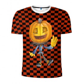 Мужская футболка 3D спортивная с принтом Happy Halloween! в Курске, 100% полиэстер с улучшенными характеристиками | приталенный силуэт, круглая горловина, широкие плечи, сужается к линии бедра | 
