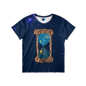 Детская футболка 3D с принтом Звёздные часы в Курске, 100% гипоаллергенный полиэфир | прямой крой, круглый вырез горловины, длина до линии бедер, чуть спущенное плечо, ткань немного тянется | звезды | кит | космос | плеяды | пространство | созвездие | часы
