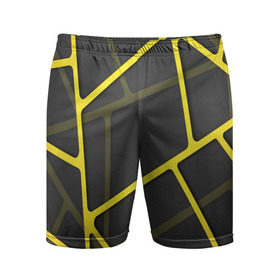 Мужские шорты 3D спортивные с принтом Желтая сетка в Курске,  |  | yellow | абстракция | желтый | линия.line | сетка