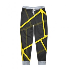Мужские брюки 3D с принтом Желтая сетка в Курске, 100% полиэстер | манжеты по низу, эластичный пояс регулируется шнурком, по бокам два кармана без застежек, внутренняя часть кармана из мелкой сетки | yellow | абстракция | желтый | линия.line | сетка