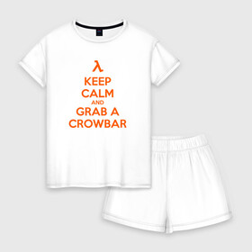 Женская пижама с шортиками хлопок с принтом Half-Life спокойствие в Курске, 100% хлопок | футболка прямого кроя, шорты свободные с широкой мягкой резинкой | crowbar | half life | keep calm | лом | фомка | халва