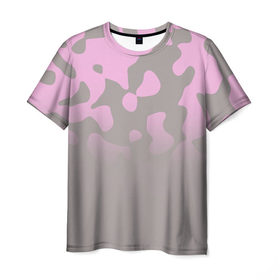 Мужская футболка 3D с принтом Камуфляж пурпурно-розовый Up в Курске, 100% полиэфир | прямой крой, круглый вырез горловины, длина до линии бедер | Тематика изображения на принте: 