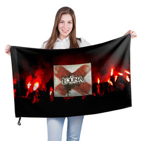 Флаг 3D с принтом LOUNA в Курске, 100% полиэстер | плотность ткани — 95 г/м2, размер — 67 х 109 см. Принт наносится с одной стороны | louna | луна | рок