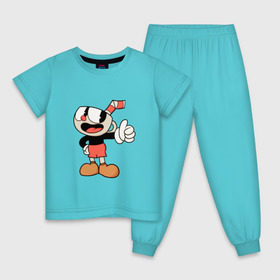 Детская пижама хлопок с принтом Cuphead в Курске, 100% хлопок |  брюки и футболка прямого кроя, без карманов, на брюках мягкая резинка на поясе и по низу штанин
 | 