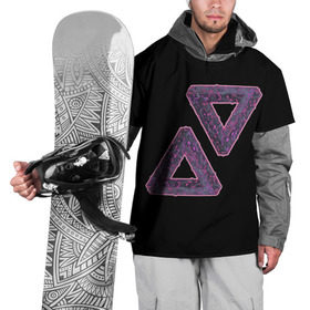 Накидка на куртку 3D с принтом Треугольники Пенроуза в Курске, 100% полиэстер |  | Тематика изображения на принте: иллюзия | невероятный | невозможный | несуществующий | треугольник | трибар