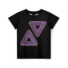 Детская футболка 3D с принтом Треугольники Пенроуза в Курске, 100% гипоаллергенный полиэфир | прямой крой, круглый вырез горловины, длина до линии бедер, чуть спущенное плечо, ткань немного тянется | иллюзия | невероятный | невозможный | несуществующий | треугольник | трибар