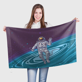 Флаг 3D с принтом Привет из космоса в Курске, 100% полиэстер | плотность ткани — 95 г/м2, размер — 67 х 109 см. Принт наносится с одной стороны | астронавт | галактика | звезды | космонавт | космос