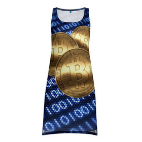 Платье-майка 3D с принтом Bitcoin в Курске, 100% полиэстер | полуприлегающий силуэт, широкие бретели, круглый вырез горловины, удлиненный подол сзади. | bitcoin | блокчейн | криптовалюта