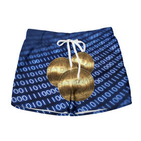 Женские шорты 3D с принтом Bitcoin в Курске, 100% полиэстер | прямой крой, два кармана без застежек по бокам. Мягкая трикотажная резинка на поясе, внутри которой широкие завязки. Длина до середины бедра | bitcoin | блокчейн | криптовалюта