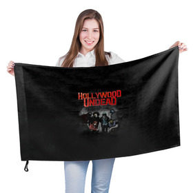 Флаг 3D с принтом Группа Hollywood Undead в Курске, 100% полиэстер | плотность ткани — 95 г/м2, размер — 67 х 109 см. Принт наносится с одной стороны | 