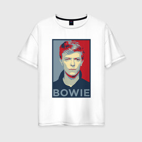 Женская футболка хлопок Oversize с принтом David Bowie в Курске, 100% хлопок | свободный крой, круглый ворот, спущенный рукав, длина до линии бедер
 | bowie | david | альтернативный | арт | боуи | глэм | джаз | дэвид | музыка | музыкант | певец | поп | попрок | психоделический | рок | соул | хард | хардрок | экспериментальный | электронная | эмбиент